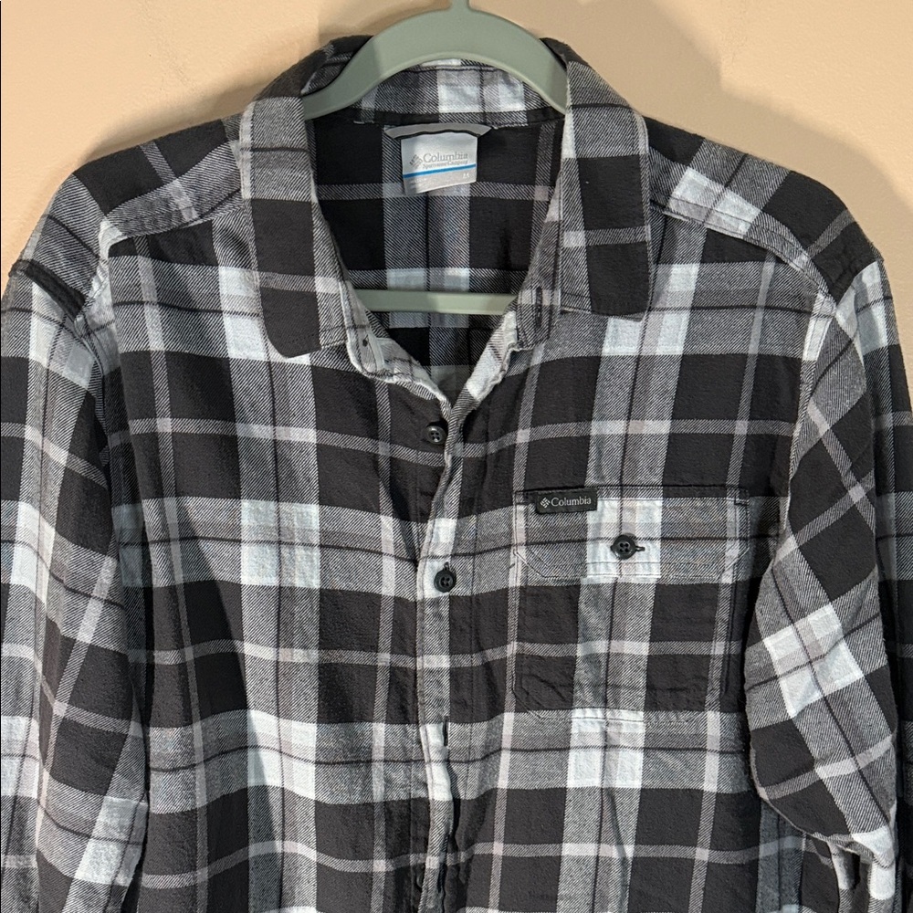 Columbia Men's Charcoal and White Checkered Shirt